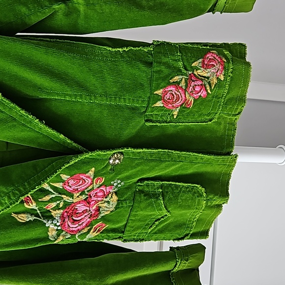 Johnny Was Los Angeles Green Corduroy Embroidered Blazer Jacket Sz. S - Picture 7 of 11